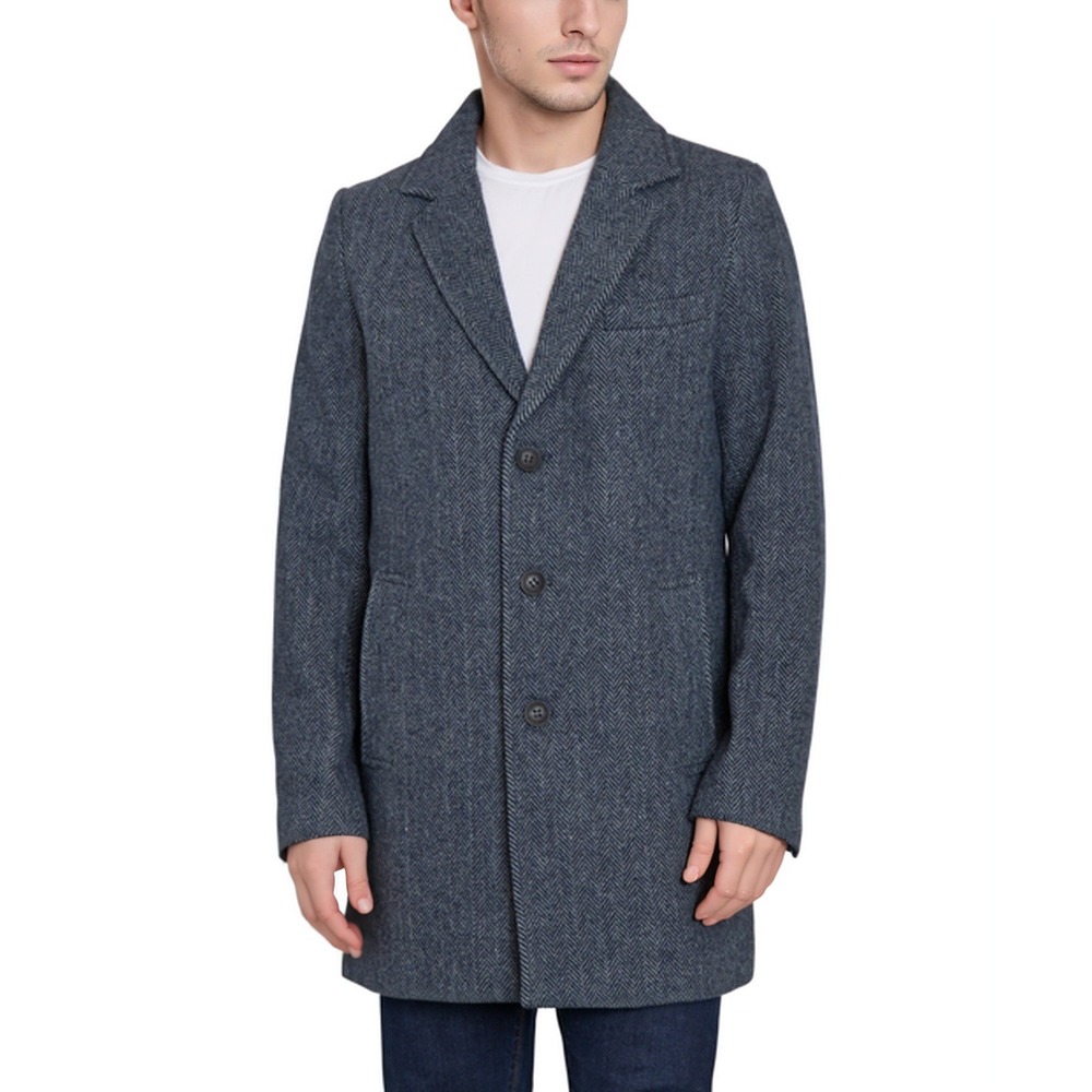 Sean John Herringbone Wool Blend Overcoat Mens XL Black Dark Academia NWT‎